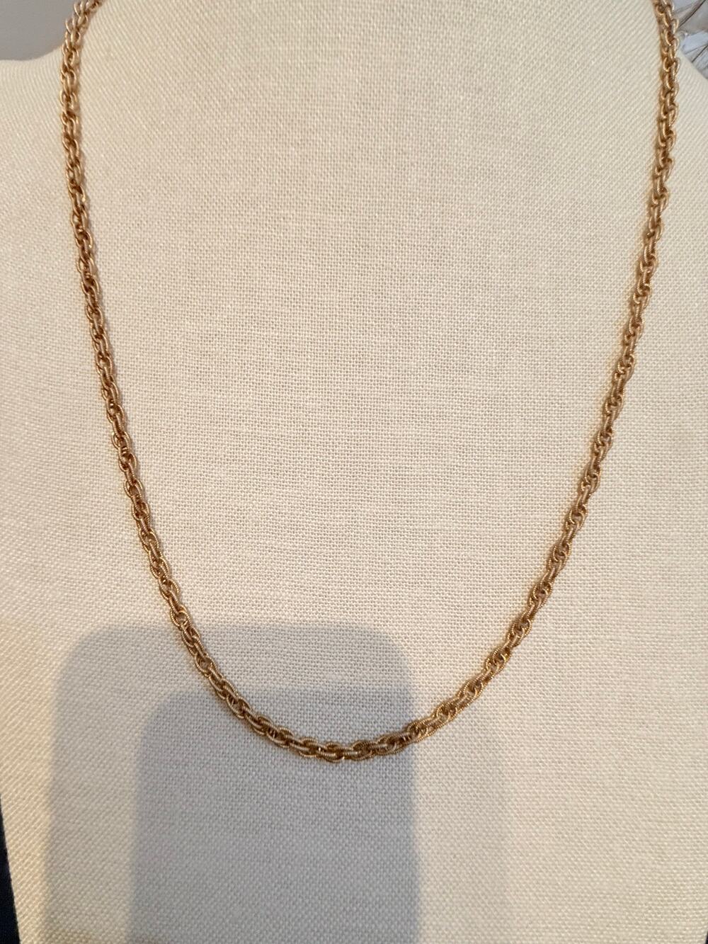 Vintage Monet Gold Tone Rope Chain Necklace 28”